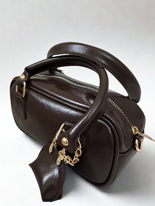 Didé Suni Deri Kadın Koyu Kahve El ve Omuz Çantası