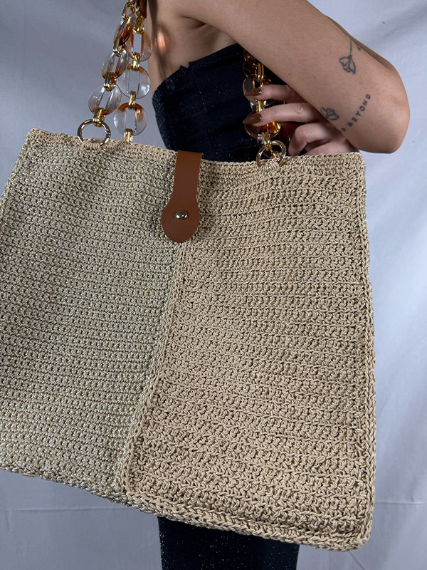 Bambina Büyük Boy Örgü Zincir Saplı Çanta