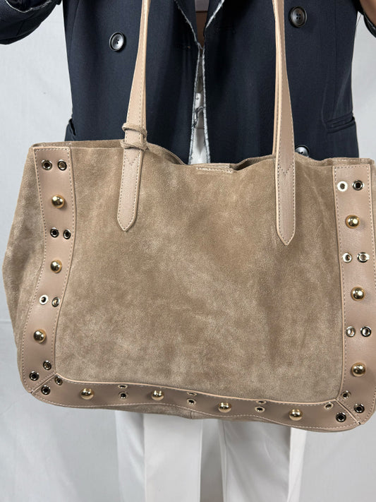 Vinta Hakiki Süet Metal Detaylı El ve Omuz Çantası